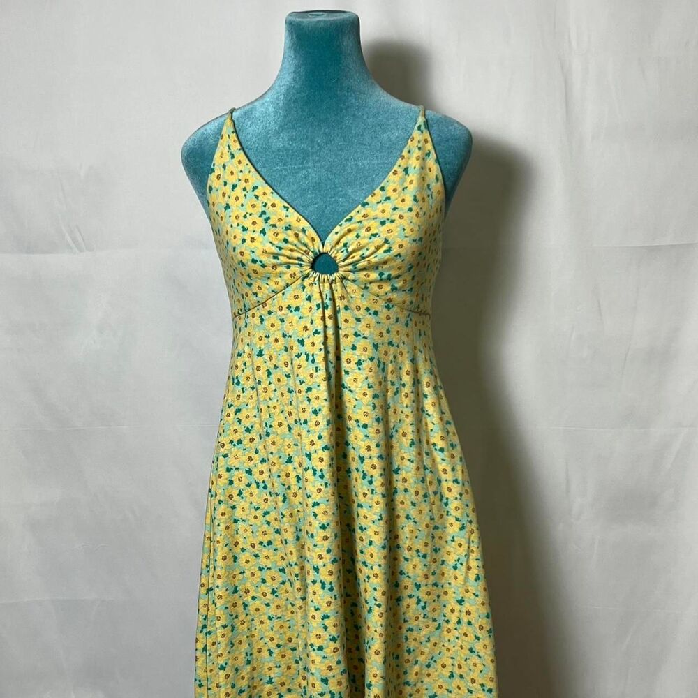 Urban‎ Outfitters Yellow Floral Keyhole Mini Dress Medium